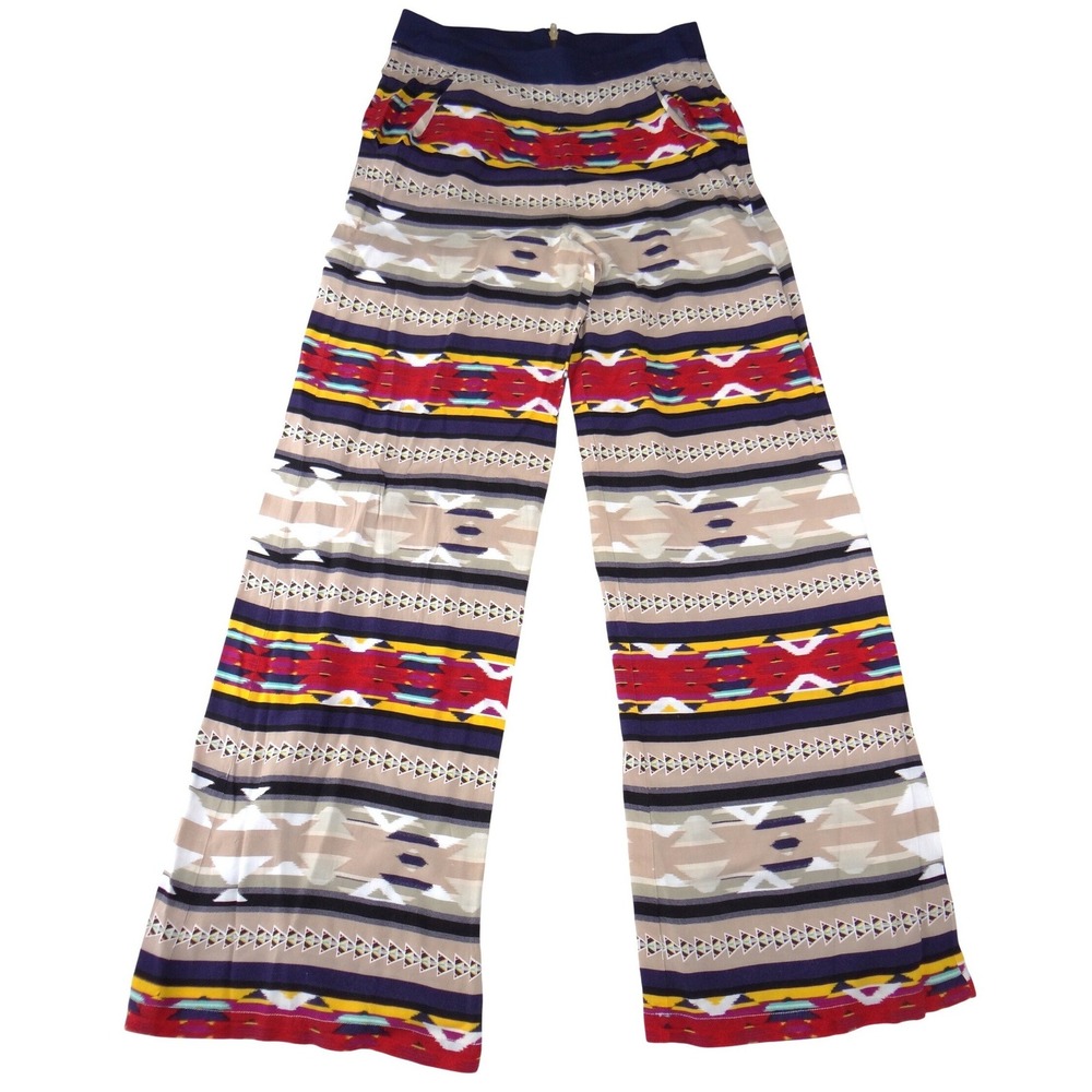 GB Womens Wide Leg Palazzo Pants‎ Southwestern Geometric Print Multicolor Size M